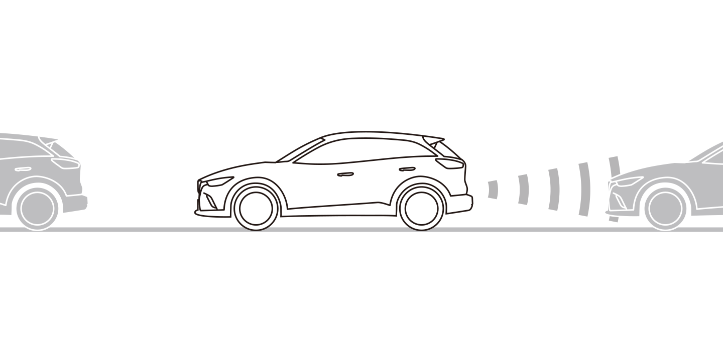 後進時に車や障害物検知する